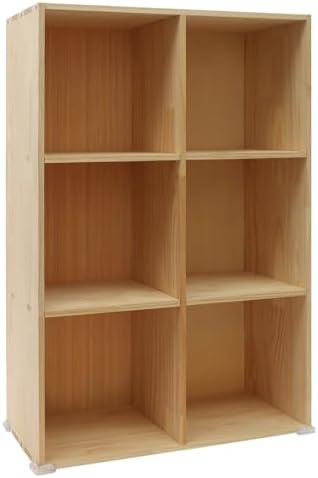 Solid Wood 6 Cube Storage Organizer Small Bookshelf for Small Spaces Wooden Cube Shelf Bookcase Floorstanding Storage Sh