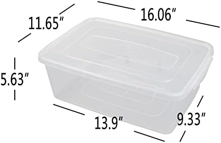 16 Quart Clear Storage Bin, Plastic Tubs with Lids Storage, 2-Pack
