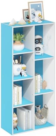 Furinno LUDER Book Shelf, 7-Cube Bookshelf, Bookcase with Open Shelves, 9.4 x 19.5 x 41.7, Easy Assembly, for Living Roo