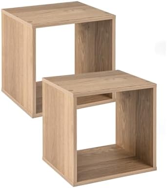 2 Stackable Cubes Bookcase, Wooden Cubby Storage Organizer