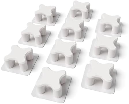 Magnetic Cable Organizer – Desktop Multipurpose Cord Keeper & Cable Management Clip for Home & Office (White Cross 10Pcs