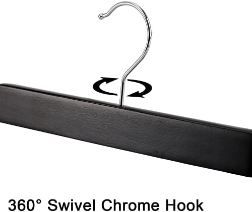 Tosnail 15 Pack 14-Inches Natural Wooden Hangers Skirt Pants Clothes Hangers with Clips Jeans Hangers - Black