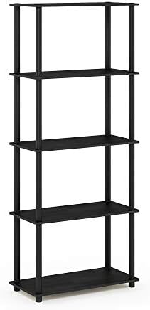 Furinno TURN-N-TUBE Storage Shelves, 5-Tier Book Shelf, Corner Shelf, Toolless Open Shelves, for Organization and Storag