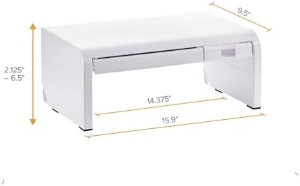 Bostitch Konnect Adjustable Monitor Riser with Drawer & Cell Phone Holder, Laptop Stand for Desk, 4 Height Levels, Cable