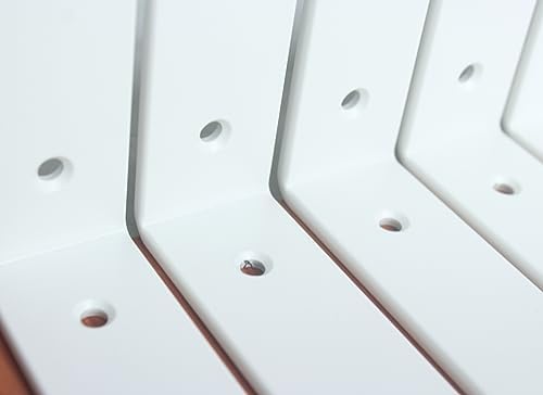 6 Pack - L 6" x H 4" x W1.5, 5mm Thick White L Shelf Bracket, Iron Shelf Brackets, Metal Shelf Brackets, Floating Shelf,