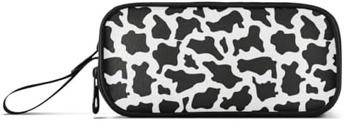 Wfrish Large Pencil Case,Cow Print Big Capacity Pencil Pouch 3 Compartments,Zipper Pencil Box, Back to School Supplies for Teen Girls Boy Student College Adults,Travel Essentials Blue White Black