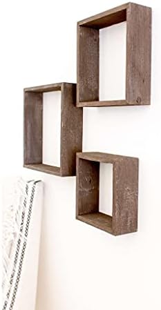 BARNWOODUSA Espresso Rustic Shelves, Square Floating Wood Shadowbox, Home