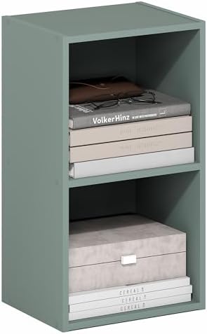 Furinno PASIR Book Shelf, 2-Tier Modern Bookshelf, Open Shelves Bookcase 9 x 12 x 21, Easy Assembly, for Living Room, Be