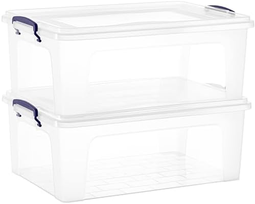 Superio Clear Storage Boxes with Lids, Plastic Container Bins for Organizing, Stackable Crates, BPA Free, Non Toxic, Odo