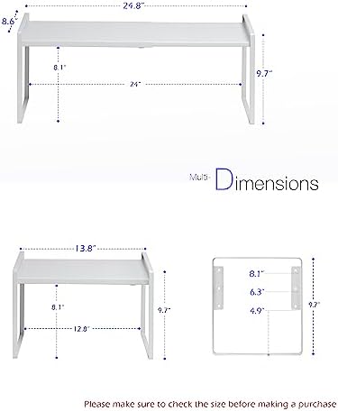 Nxconsu Cabinet Shelf Riser, Adjustable Cabinet Organizer, 8.6" Deep White