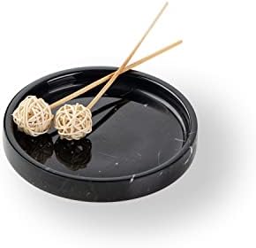 100% Carved Marble Round Vanity Tray 5.5'', for Kitchen Bathroom Countertop, Nightstand Decor, Candle Holder, Jewelry Ri
