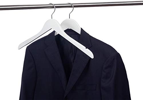 Nature Smile Wooden Coat Hangers Wood Shirt Dress Jacket Clothes Hangers with Extra Smooth Finish, 360 Degree Swivel Hook(10pcs White)
