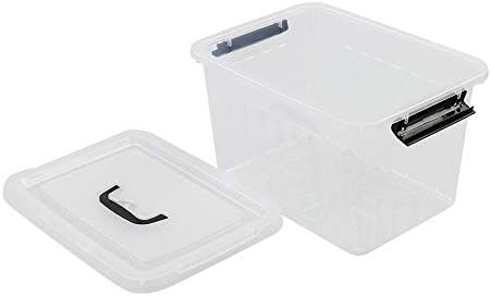 10 L Clear Plastic Latching Box, Storage Bin with Lids, 4-Pack