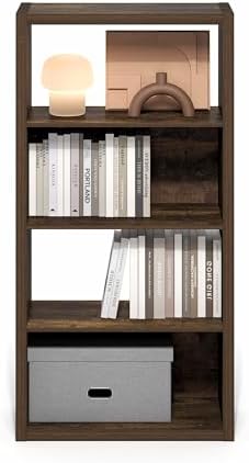 Furinno Viola Book Shelf, 4-Tier Bookshelf, Extra Thick Frame Bookcase with Open Shelf, Open Back Design, 11.3" x 23.2" 