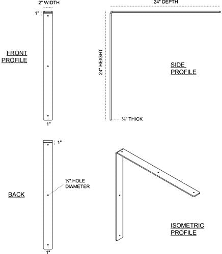 Ekena Millwork BKTM02X24X24HACRS 2-Inch W x 24-Inch D x 24-Inch H Hamilton Bracket, Steel