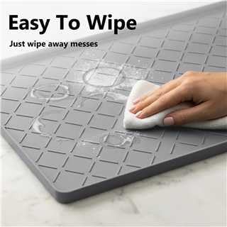 MateeyLife Silicone Mat Waterproof 12"X19", Ideal for Dog and Cat Food Mat, Dog Bowl Mats for Food and Water, Pet Placemat with Lip for Messy Drinkers to Protect Floor, Dark Grey