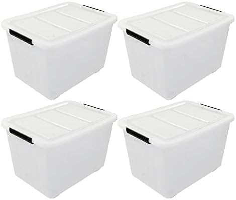 4-Pack 70 L Large Clear Plastic Storage Boxes with Latching Lids
