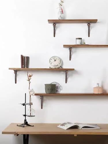 Decorative Shelf Bracket 8 inch, Antique Copper Brackets for Shelving, Heavy Duty Vintage, DIY Projects, Hardware Includ