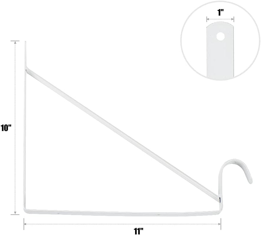Closet Rod Brackets 10x11in, 10 Pack Closet Shelf Brackets, White