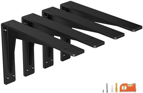 NEODROP 4-Pack 6 Inch Heavy Duty Shelf Brackets, Premium Metal Wall Bracket for Mantel, Countertop Support, Garage Stora