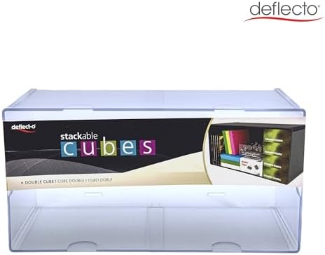 Deflecto Stackable Open Cube Organizer, Desk and Craft Organizer, Clear, Large, 6"W x 6"H x 12"D (350501)