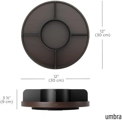 Umbra Bellwood Lazy Susan, Divided Tray Organizer, Black/Walnut