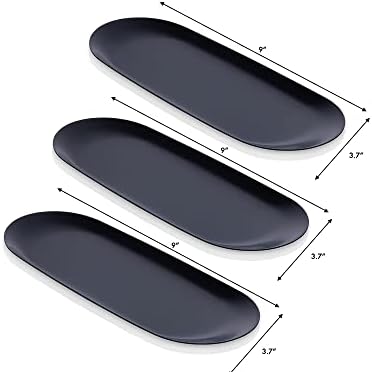 Black Stainless Steel Tray Set of 3, 9 Inch Oval Vanity Trays