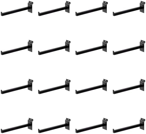 16 Pack Heavy Duty Tube Slatwall Shelf Brackets, Metal Tubular Slat Wall Brackets with Lip, Slatwall Accessories for Gar