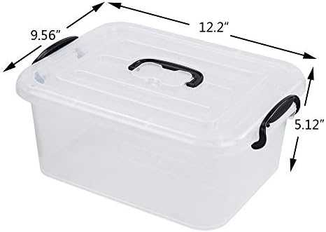 8 L Plastic Storage Boxes, Clear Storage Bin with Handle, 2-Pack