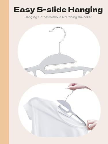 HOUSE DAY Slim Plastic Hangers with Non Slip Rubber Pads, 30 Pack, Grey
