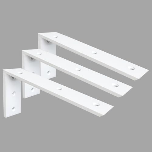 Countertop Support Bracket 3 Pack - 16 Inch Heavy Duty 3/8" Thick White Granite Shelf L Bracket 16"x6"x2.5" - Mantel Cor