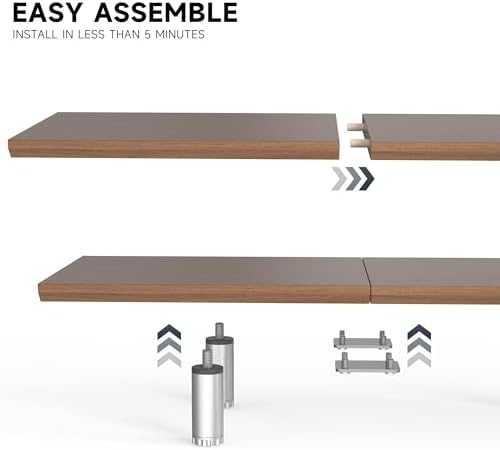 Fenge 39.4” Dual Monitor Stand with Height Adjustable Legs, Brown
