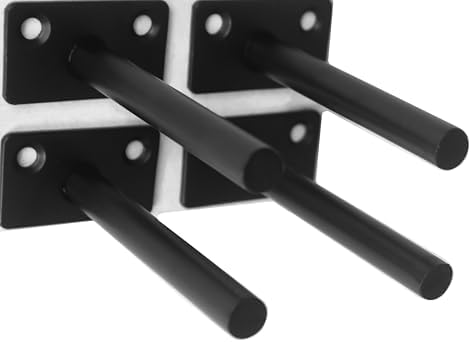 4 Pcs 4" Black Solid Steel Floating Shelf Bracket Blind Shelf Supports - Hidden Brackets for Floating Wood Shelves - Con