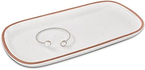 Mora Ceramic Decorative Tray - Rectangle 10in Dish for Jewelry, Soap Dispenser, Perfume, Makeup, Accessories, Candle, in