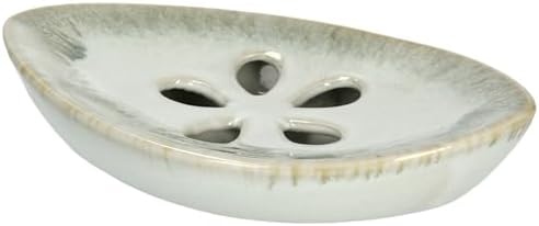 Ceramic Soap Dish with Self Draining Tray for Bar Soap, Bathroom, Kitchen (SmokyWhite)