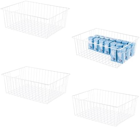16" L x 12" W Wider Freezer Storage Organizer Baskets Container, Deep Metal Wire Chest Upright Refrigerator Divider with