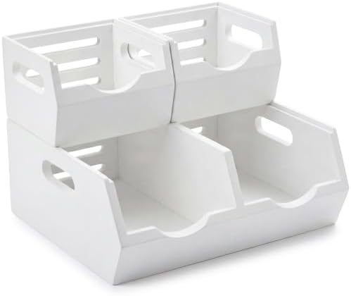 HOMESTEAD Stackable Solid Wood Storage Bins for Kitchen Pantry & Countertop, Ventilated Potato and Onion Basket Organize