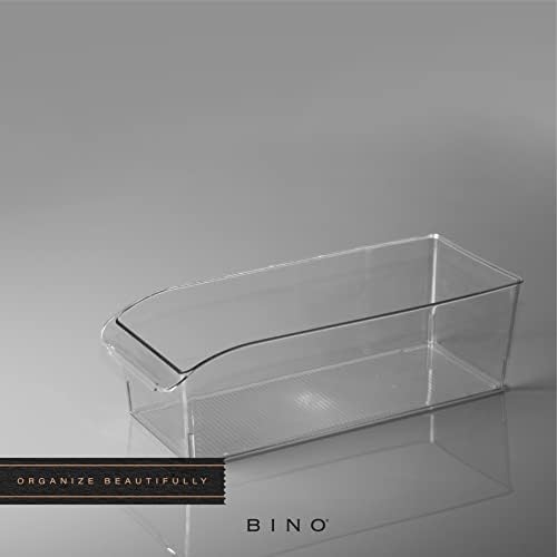 BINO | Plastic Storage Bins, Large | THE CURVE COLLECTION | Multi-Use Fridge / Freezer Organizer | Built-In Handle | BPA