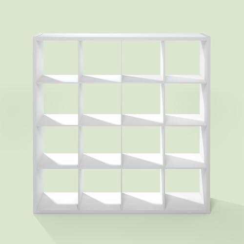 Bayan 16 Cube Storage Organizer, Bookshelf, Storage Shelf, with Open Back for Living Room, Bedroom, Home Office, White