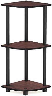 Furinno TURN-N-TUBE Corner Shelf, 3-Tier Corner Bookshelf, Display Storage Shelves with Open Shelves, for Organization a