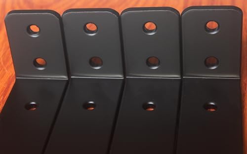 8 Pack - L 4" x H 2" x W1.5, 5mm Thick Black L Shelf Bracket, Iron Shelf Brackets, Metal Shelf Brackets, Floating Shelf,