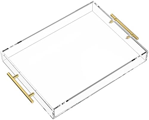 NIUBEE Clear Serving Tray 12x16 Inches - Acrylic Decorative Tray Organiser