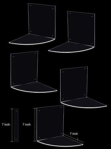 5 Tier Corner Shelf Wall Mount Floating Acrylic Corner Shelves Easy to Assemble Corner Bookshelf, Plant Shelf Wall Organ