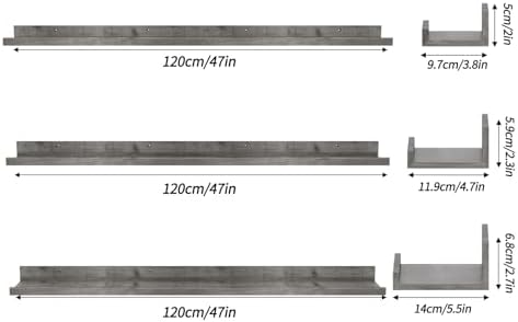 Giftgarden 47 Inch Gray Floating Shelves for Wall Mount, Grey Wood Wall Shelf Ledge for Bathroom Bedroom Living Room Kit