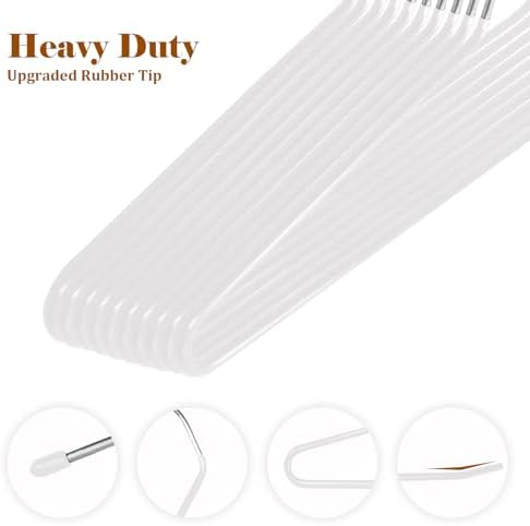 Pants Hangers,50-Pack Clothes Hangers, Non-Slip Open-Ended Pant Hanger,White Metal Hangers Design for Jeans,Slacks,Scarf (White)