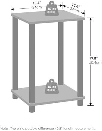 Furinno Turn-N-Tube Set of 2, Book Shelf, Stackable Bookshelf, Bookcase with Easy Assembly, 13.4 x 13.4 x 20, for Living