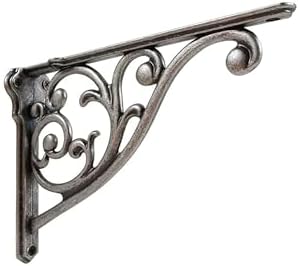 Ornate Decorative Shelf Brackets 5x3.5 inch Small Wall Mounted Shelving Bracket 4 Pack Antique Pewter Vintage Shelf Brac