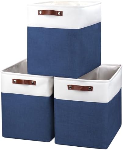 Bagnizer Large Fabric Storage Baskets | 50L Storage Bins, Decorative Linen Closet Baskets with Handles for Organizing, S