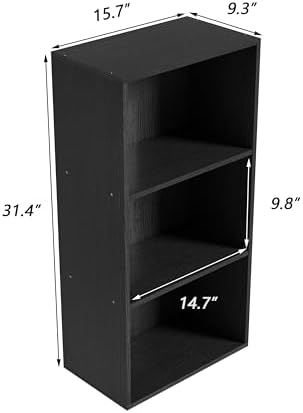 Wooden 3 Cube Storage Organizer, 3 Tier Low Bookcase Freestanding Storage Display Organizer,Versatile Cubes Shelf and Cu