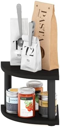 Furinno Turn-N-Tube Kitchen Countertop Organizer, 2-Tier Corner Countertop Organizer Shelf, Corner Shelf, for Kitchen, P